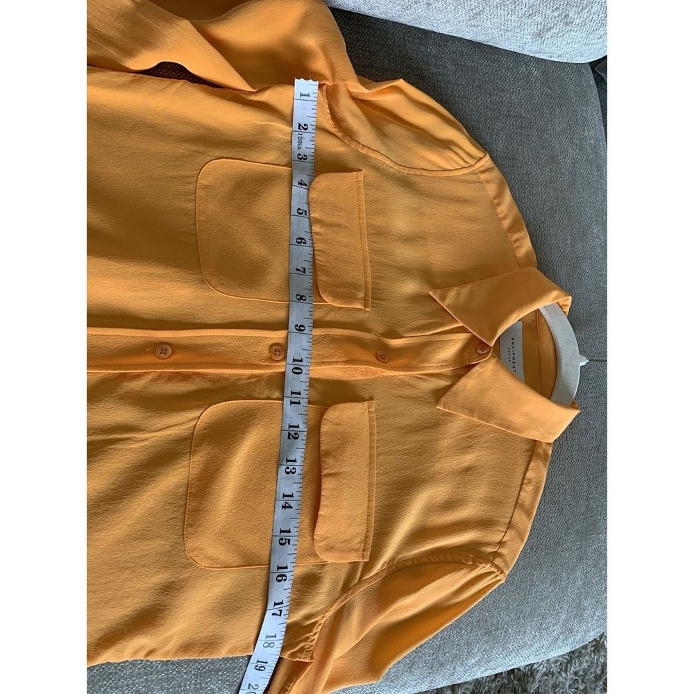 Equipment Blouse 100% Silk Bright Orange XS Quiet Luxury Old Money Elevated - Picture 7 of 8